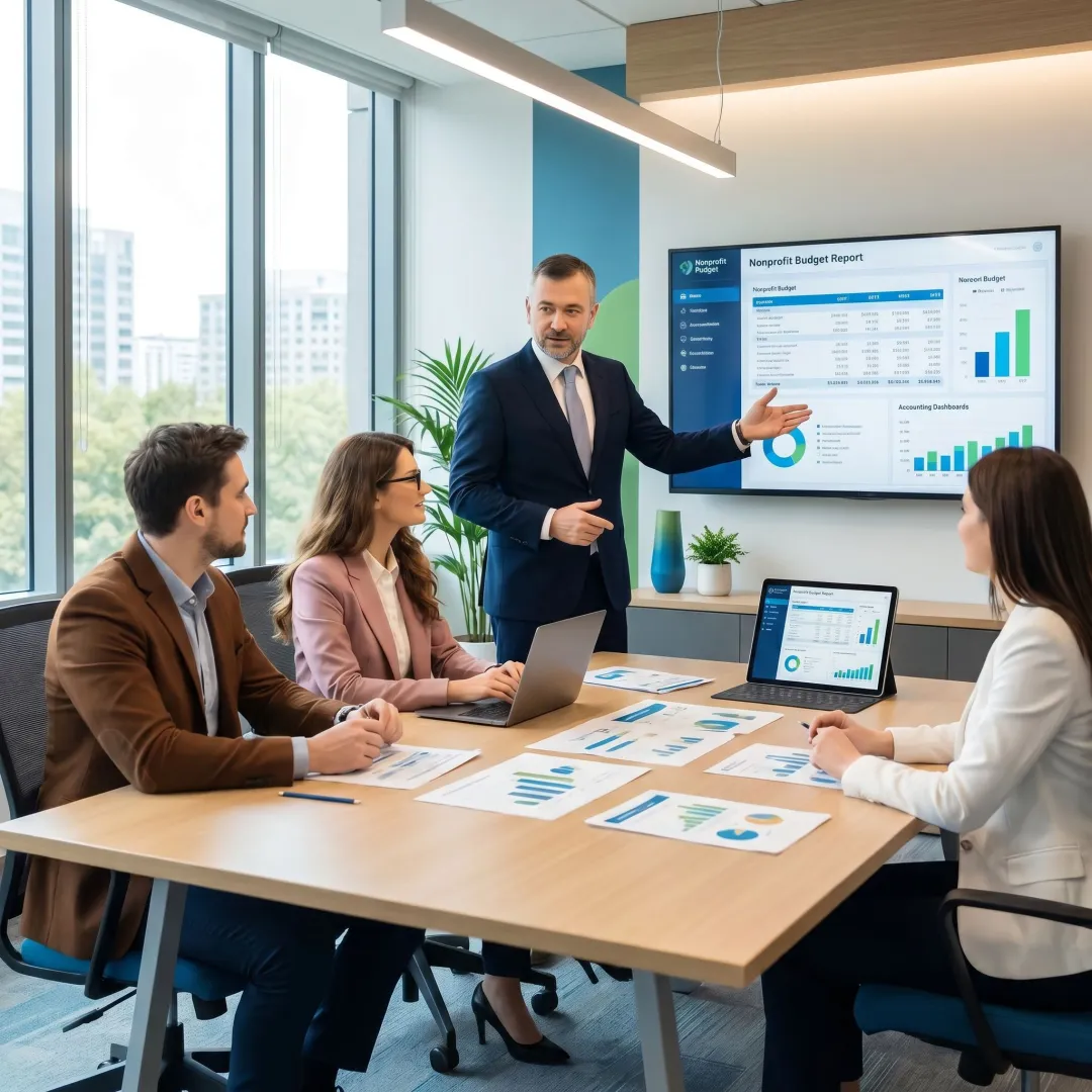 Consultant presenting nonprofit financial insights