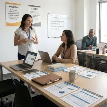 Nonprofit accounting team reviewing financial reports
