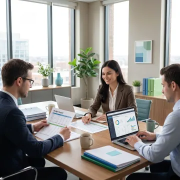 Nonprofit accounting team reviewing financial reports