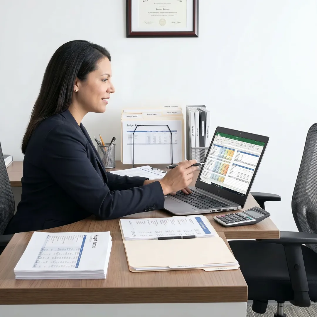 Nonprofit accountant preparing financial statements