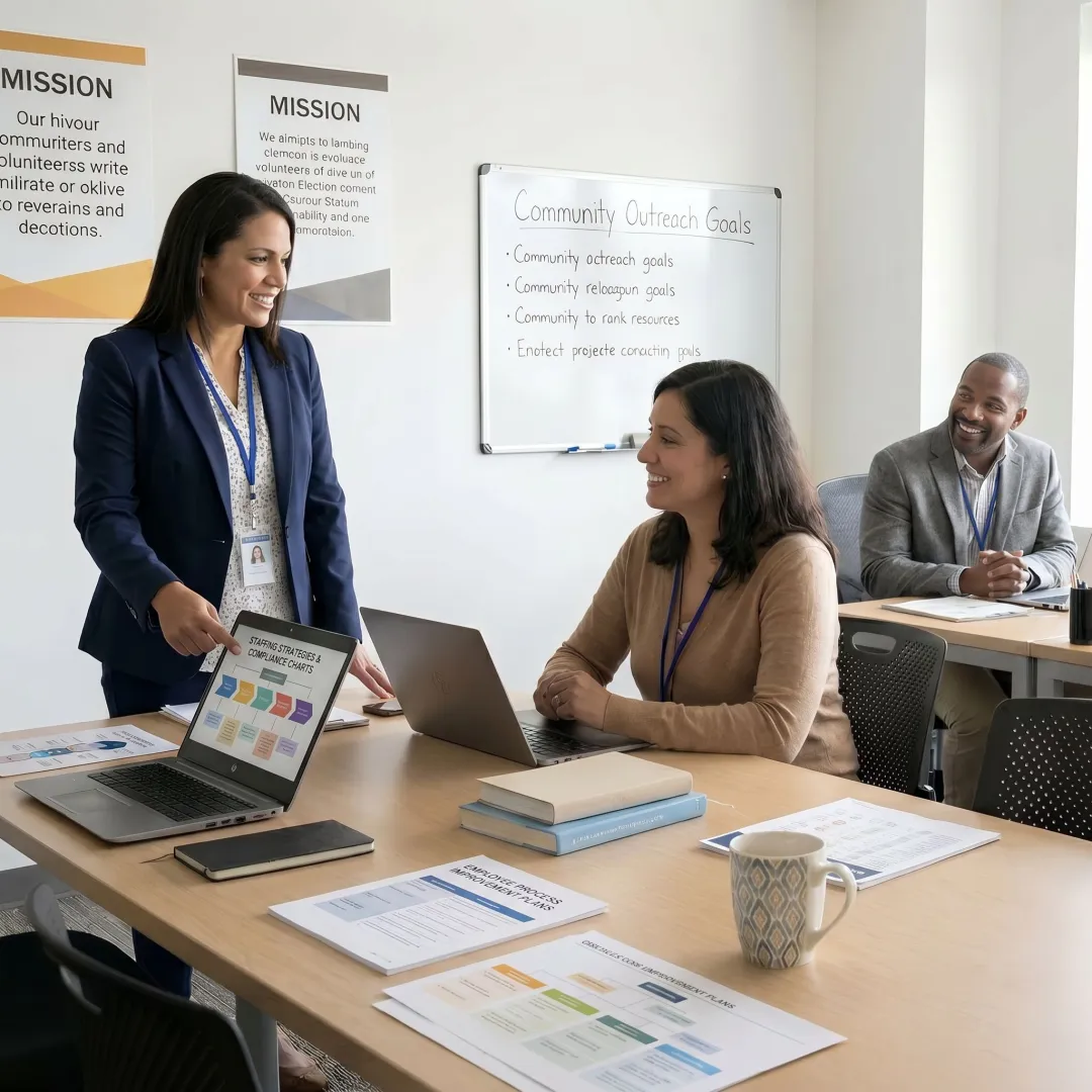 HR consultant advising nonprofit leadership team