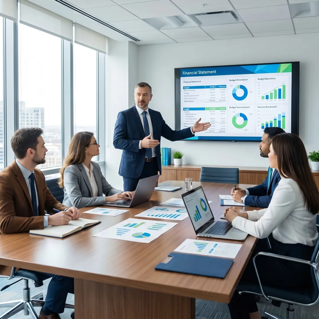 Nonprofit finance consultant presenting reports