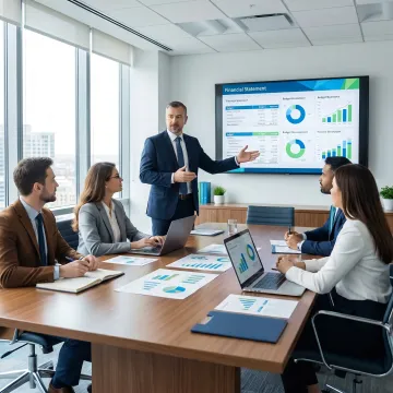 Nonprofit finance consultant presenting reports