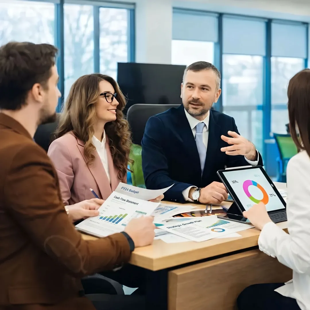 Consultant reviewing nonprofit financial reports