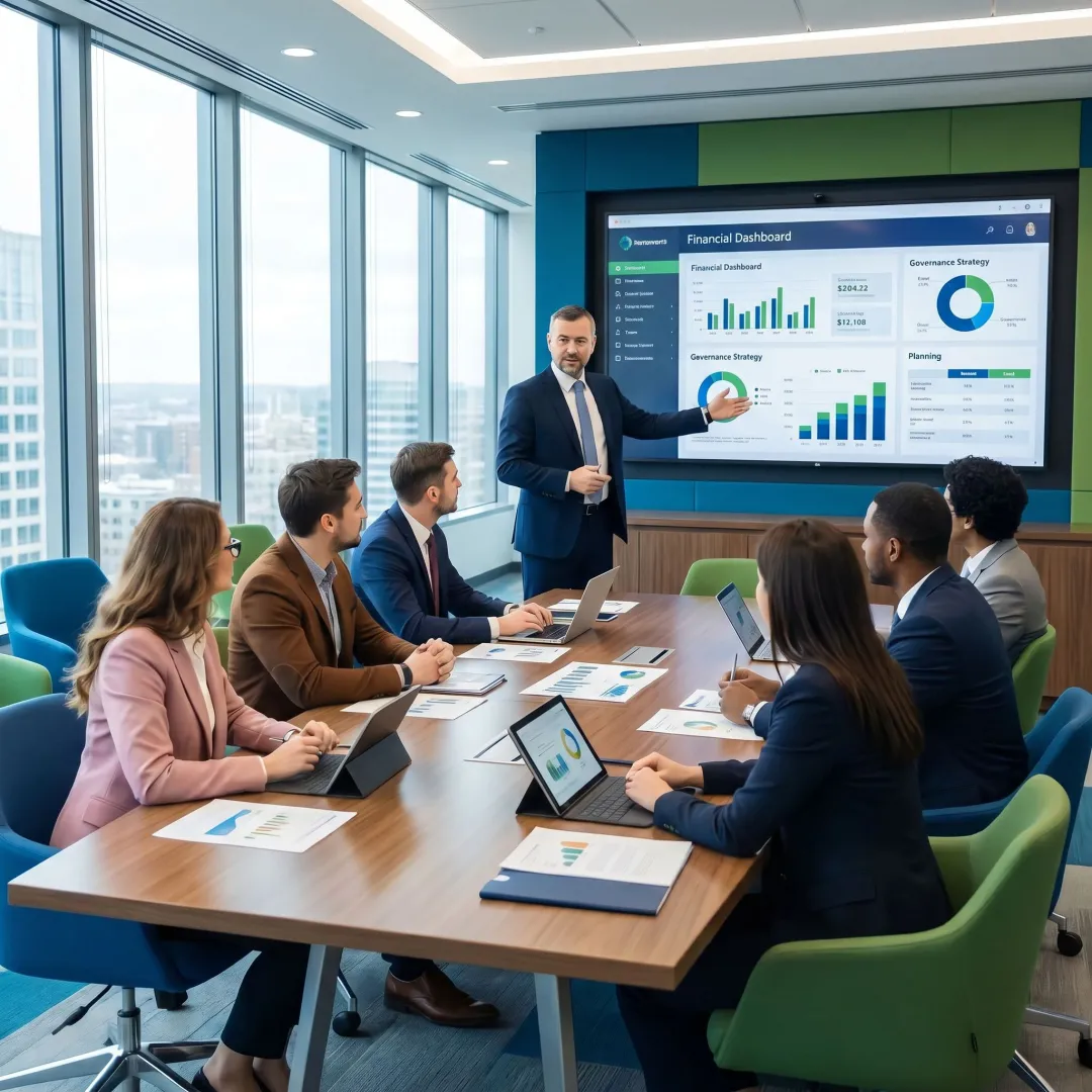 Consultant presenting governance strategy to nonprofit board