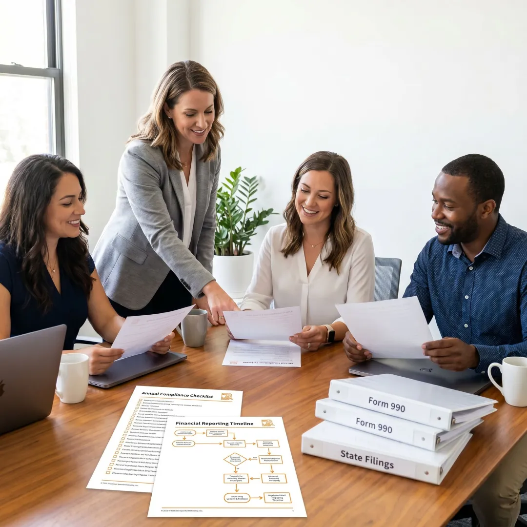 Advisor guiding nonprofit annual filing process