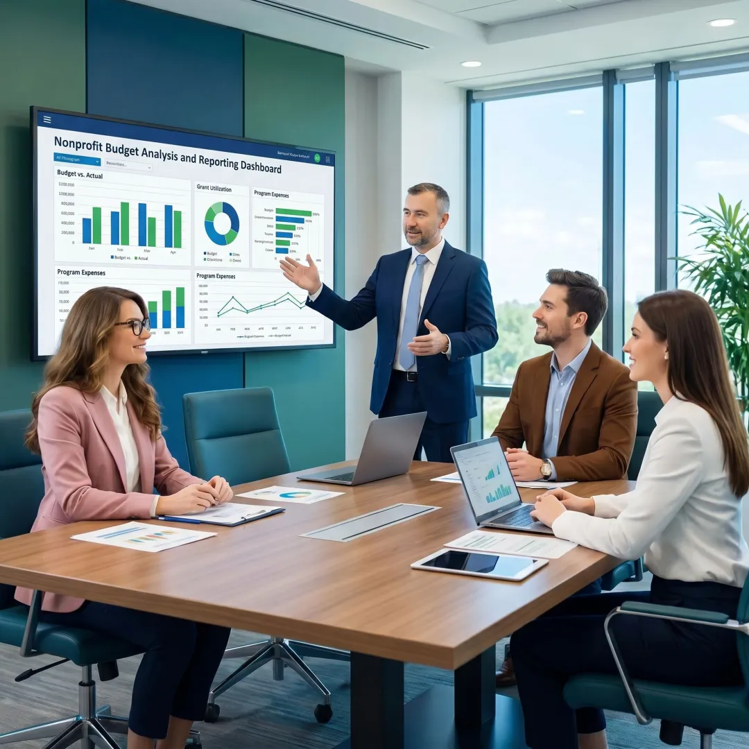 Advisor presenting nonprofit financial analysis