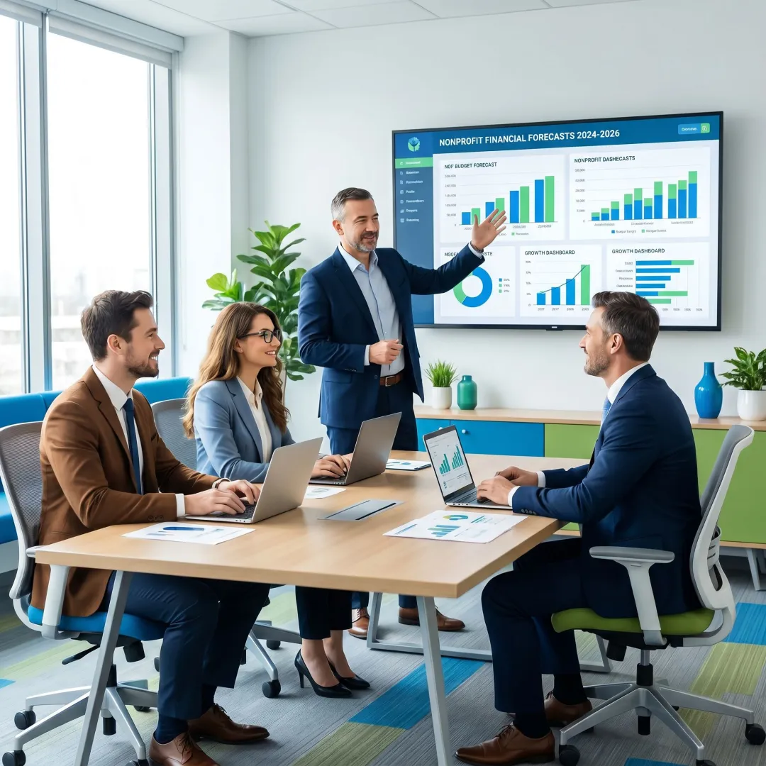 Financial consultant presenting nonprofit budget strategy