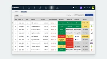 Cloud-based manufacturing scheduling drag-and-drop visual production board interface screenshot