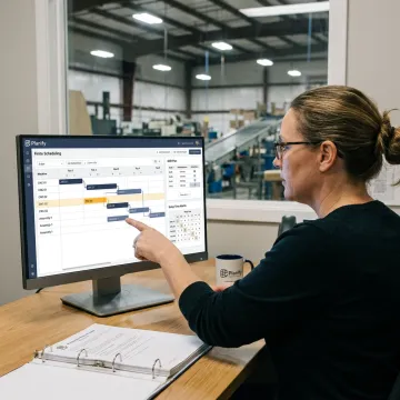 Manufacturing task management dashboard on a shop floor
