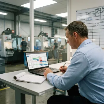 Manufacturing scheduling software on a workstation