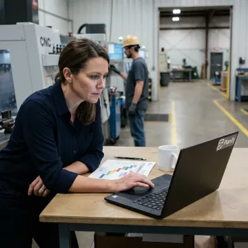 Production scheduling software dashboard in manufacturing environment