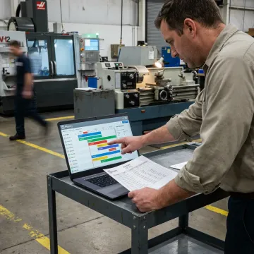 Planner reviewing a finite machine shop schedule