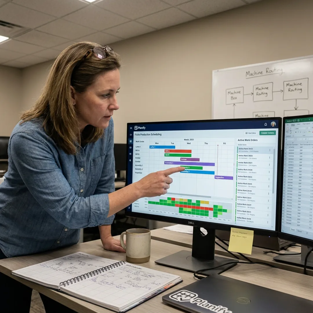 Planner reviewing finite production schedule