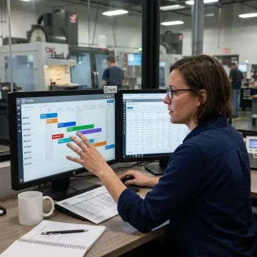 Planner reviewing finite production schedule