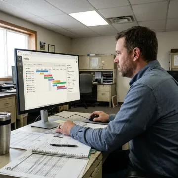 Planner reviewing finite job shop schedule
