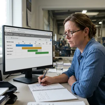 Planner reviewing finite production schedule