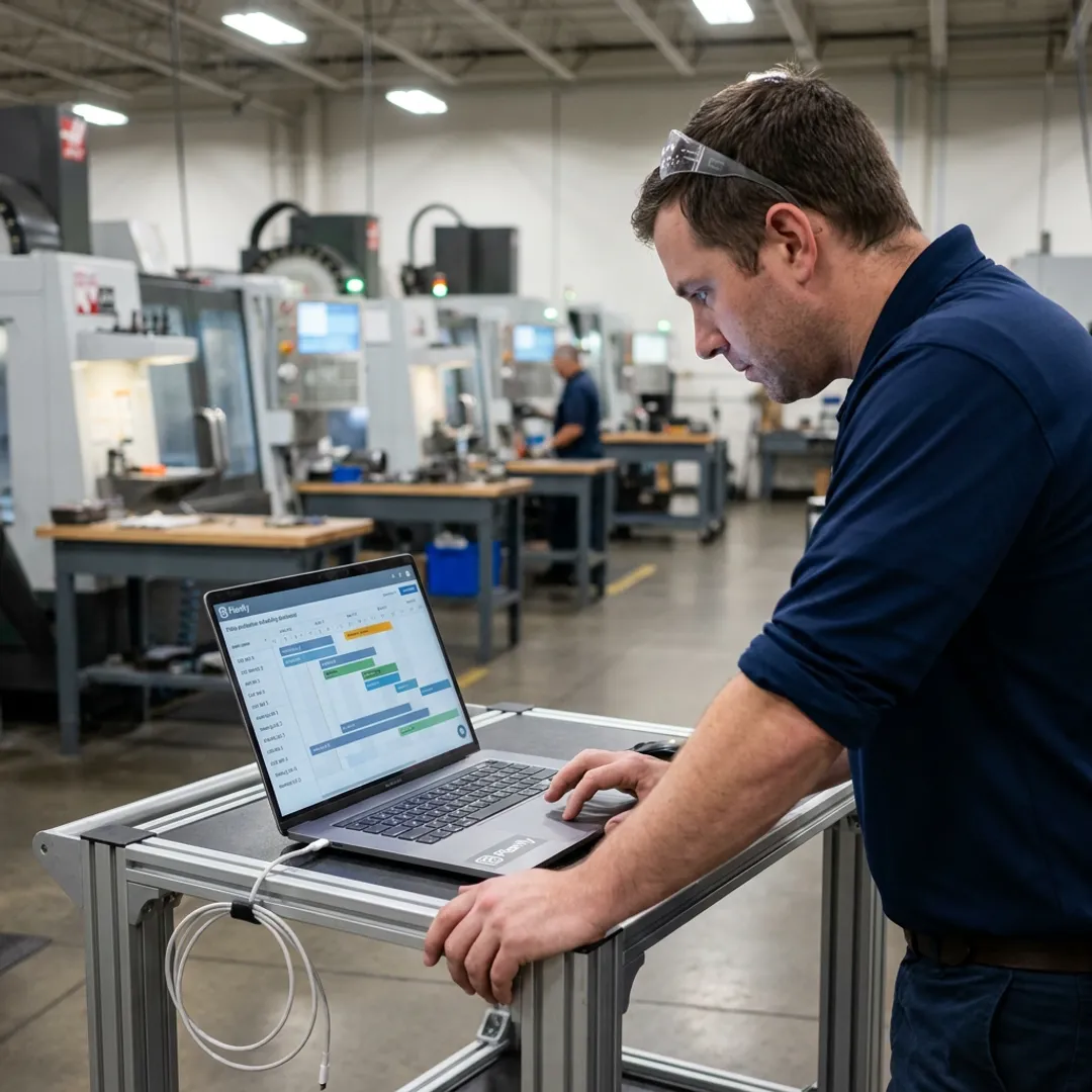 Planner reviewing finite manufacturing schedule