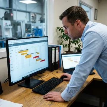 Planner reviewing a finite machine schedule