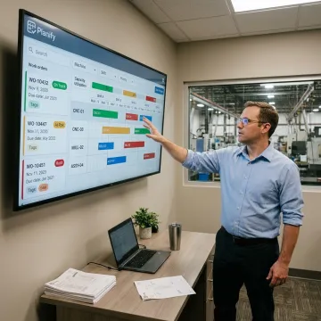Visual production planning board for a manufacturing shop floor