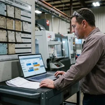Manufacturing planner reviewing production schedule