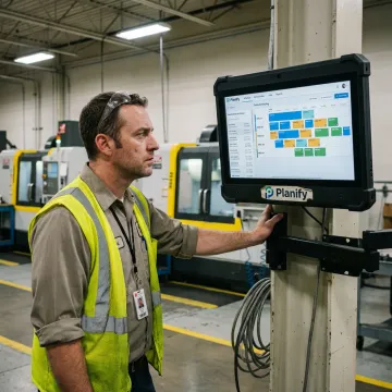 Planner reviewing plant asset scheduling dashboard