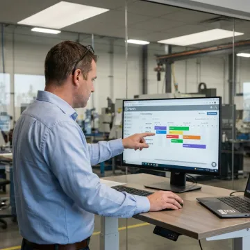 Planner reviewing finite equipment schedule