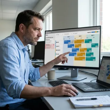 Planner reviewing finite production schedule