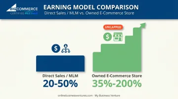 Profit margin comparison between direct sales commissions and owned e-commerce markups