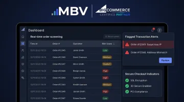 MBV fraud prevention dashboard showing real-time order screening features