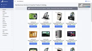 MBV dropshipping product catalog dashboard showing curated product selection and margins
