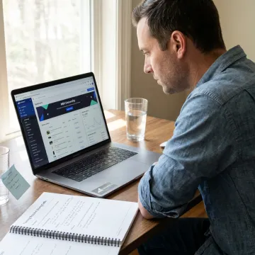 Entrepreneur managing an ecommerce store dashboard