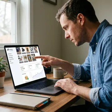 Entrepreneur managing an online product superstore