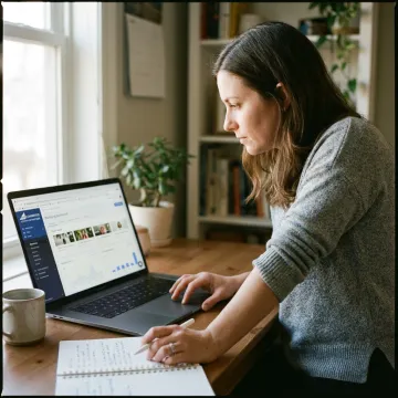 Entrepreneur planning social media marketing for an online store