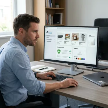 Consultant setting up a BigCommerce ecommerce store dashboard