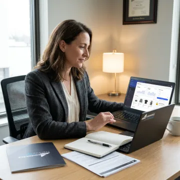Consultant helping set up secure online payment processing