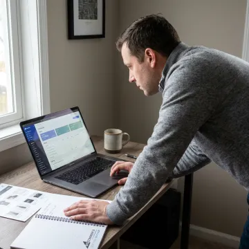 Entrepreneur learning e-commerce on a laptop
