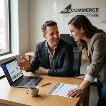 Consultant guiding an e-commerce marketing launch