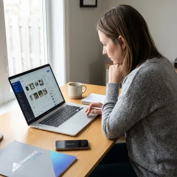 Entrepreneur reviewing Instagram marketing for an online store