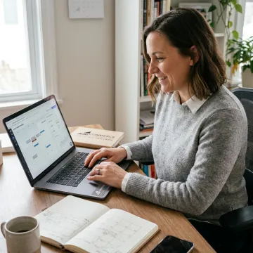 Consultant planning social media marketing for an online store