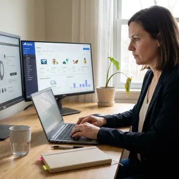 Work-from-home entrepreneur managing an online webstore