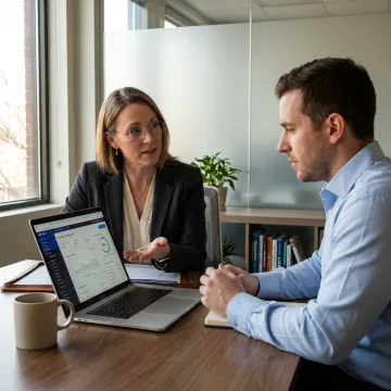 Online business coach guiding an entrepreneur through e-commerce strategy training