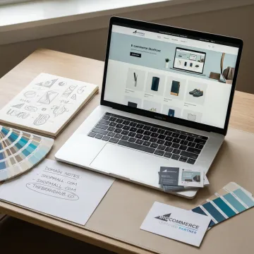 Designer planning branded online store layout