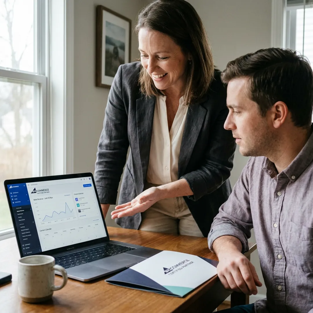 Social media mentor coaching an online store owner