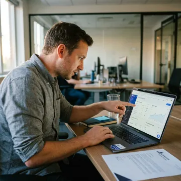 Consultant reviewing SEO analytics for an online store