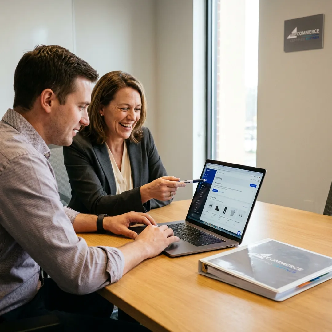 Consultant reviewing an e-commerce store launch dashboard