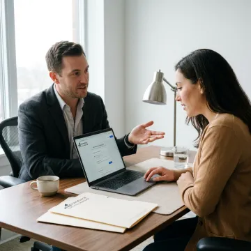 Consultant helping with merchant account setup