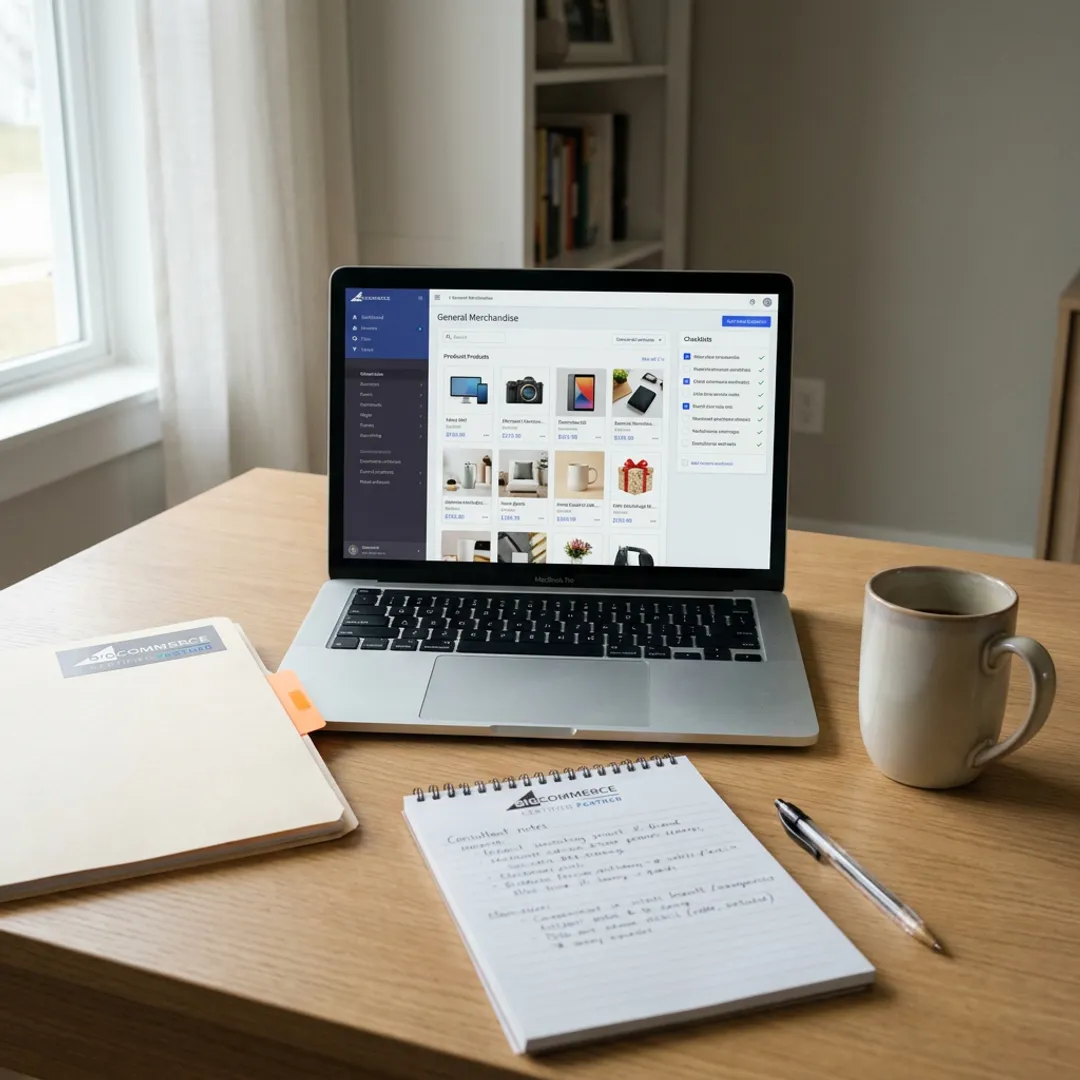Entrepreneur reviewing e-commerce business launch steps