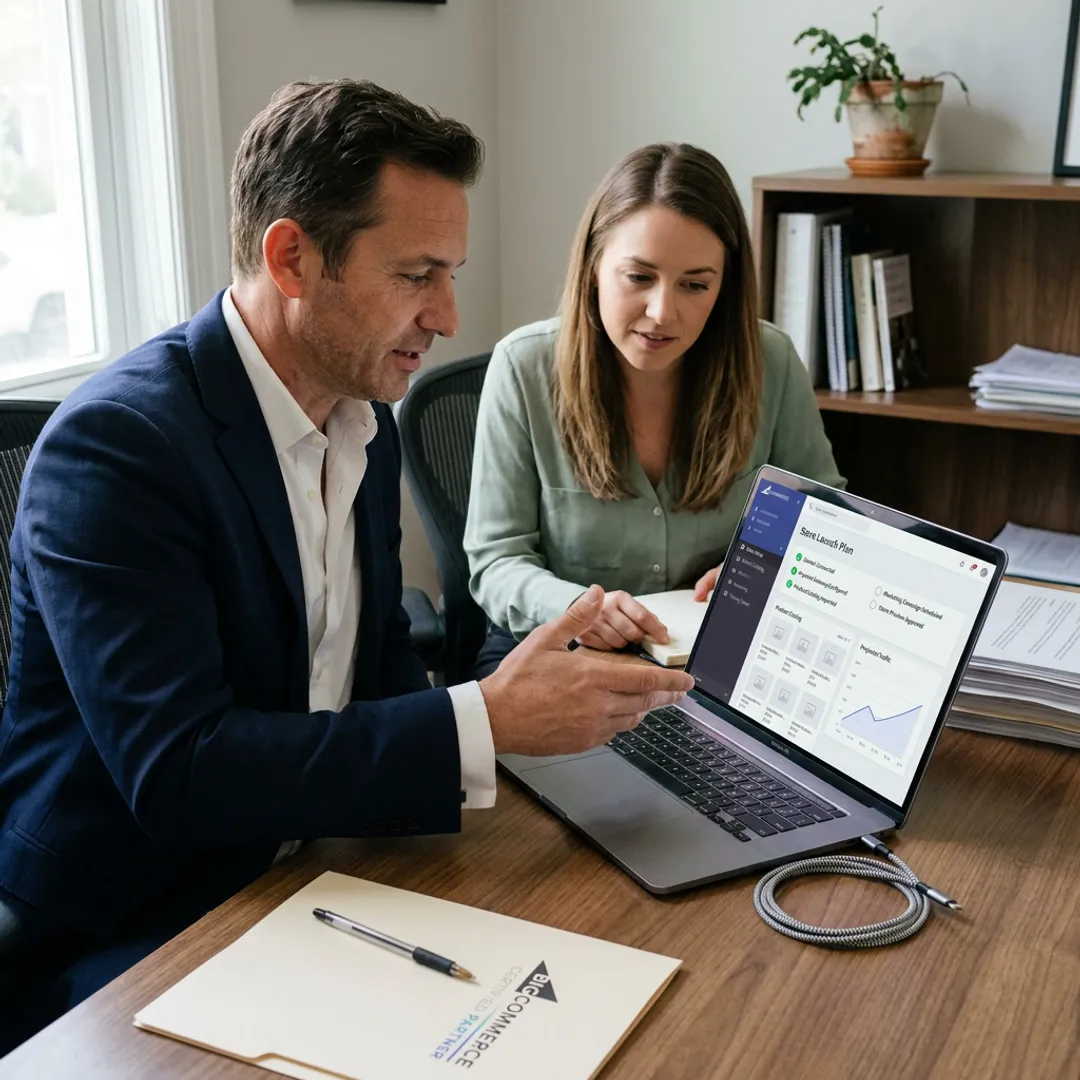 Consultant planning an e-commerce webstore launch