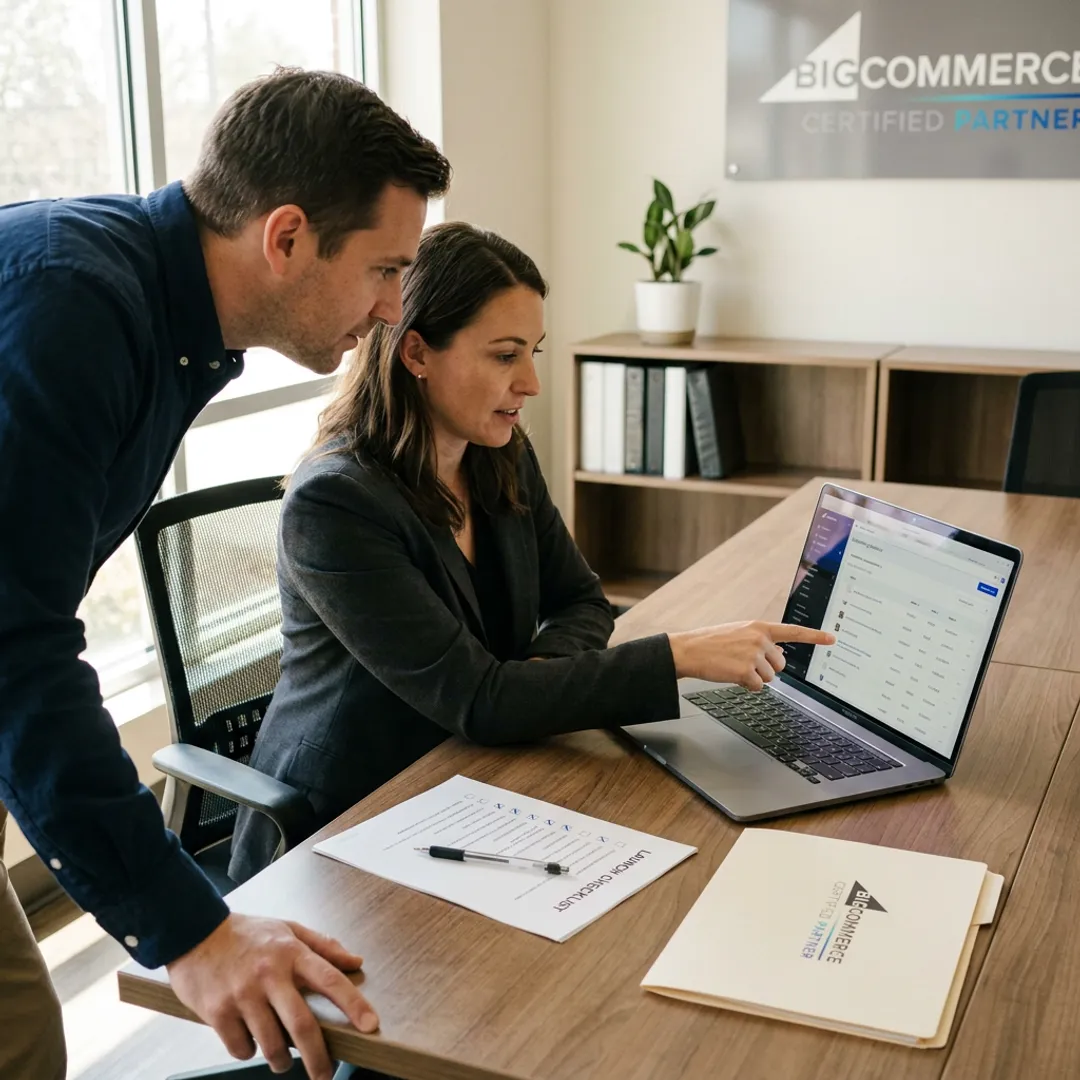 Consultant helping entrepreneur launch an online store